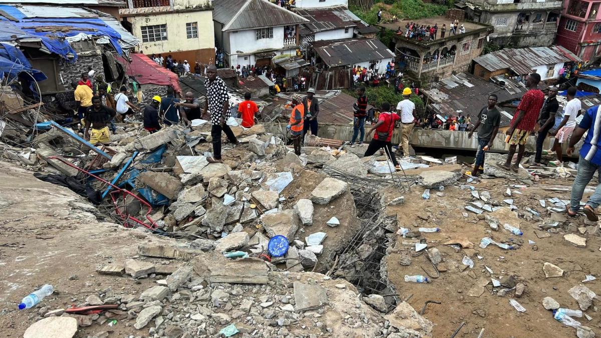 The collapse of a building in Sierra Leone kills 10